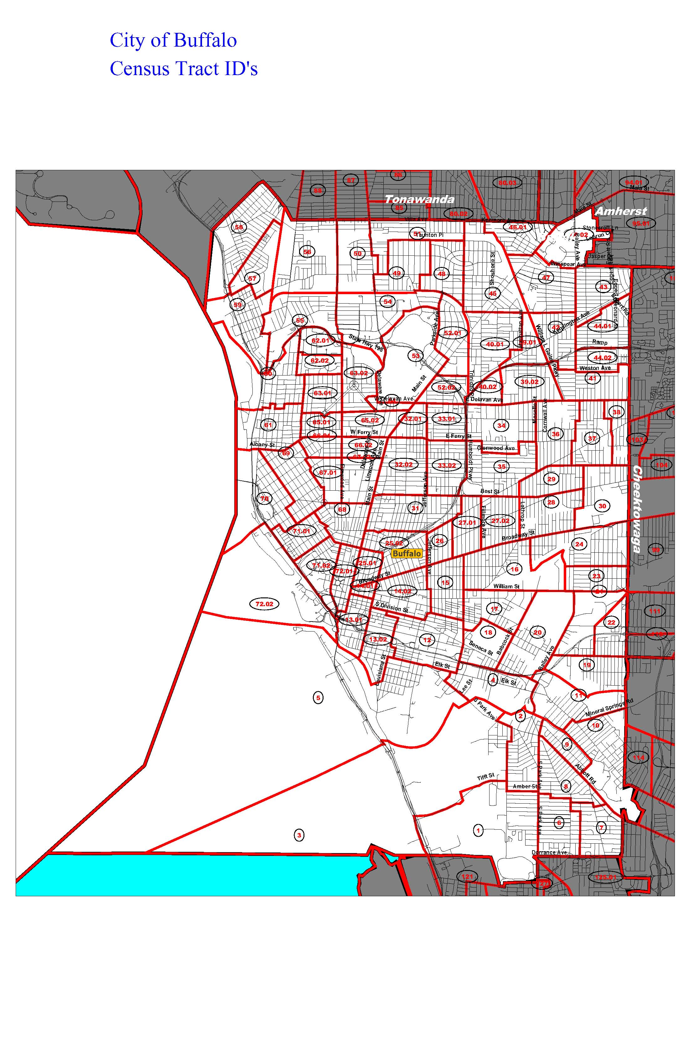 Map of City of Buffalo with Census Tracts
