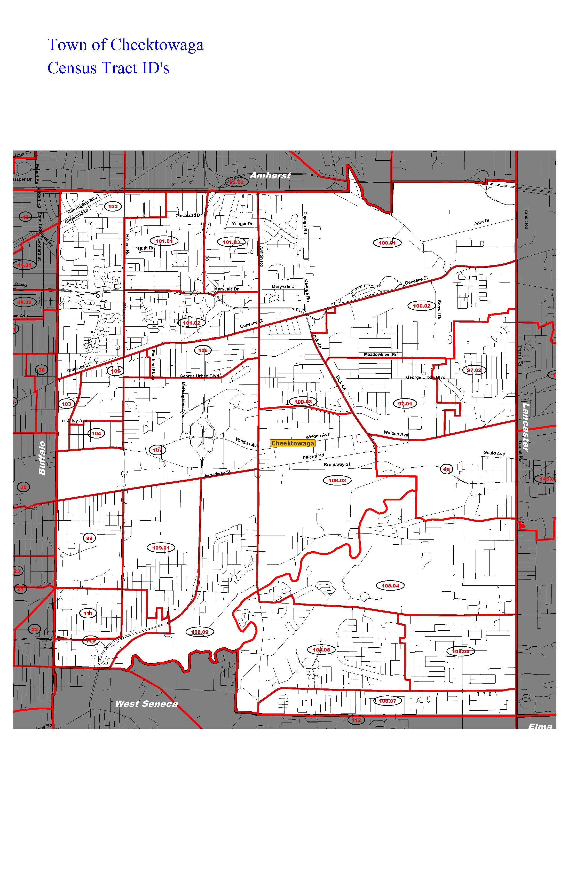 Map of Cheektowaga indicating Census Tracts Erie County Legislature