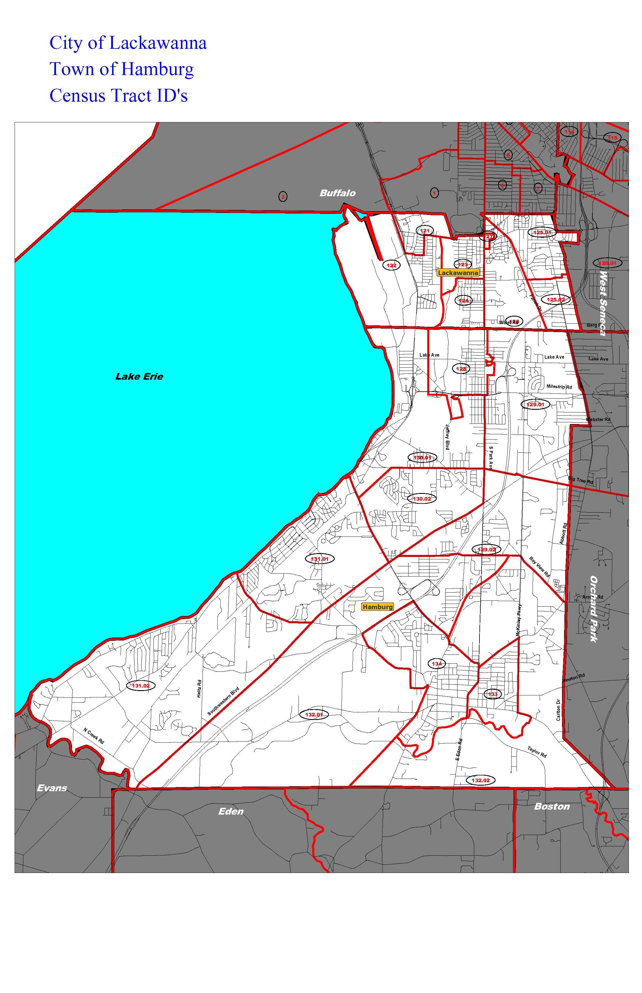 Map Lackawanna Hamburg indicating Census Tracts | Erie Legislature