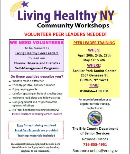 Volunteer Peer Leaders Needed for Living Healthy Workshops