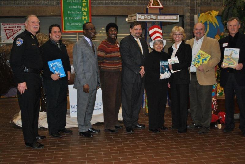 Sheriff Tim Howard at the Read Across America event held in Buffalo's Waterfront Elementary